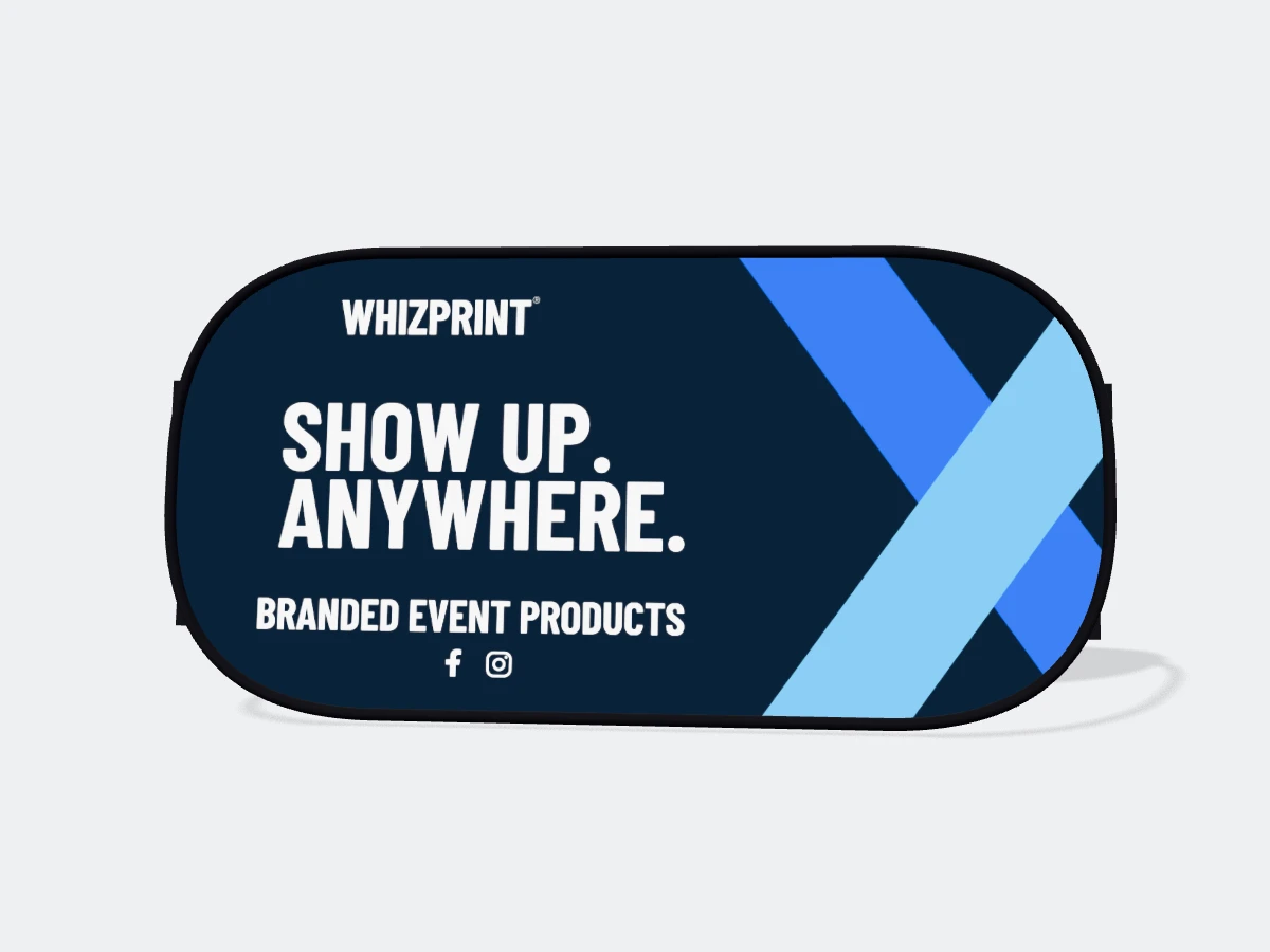 Oval pop-up banner with example Whizprint branding