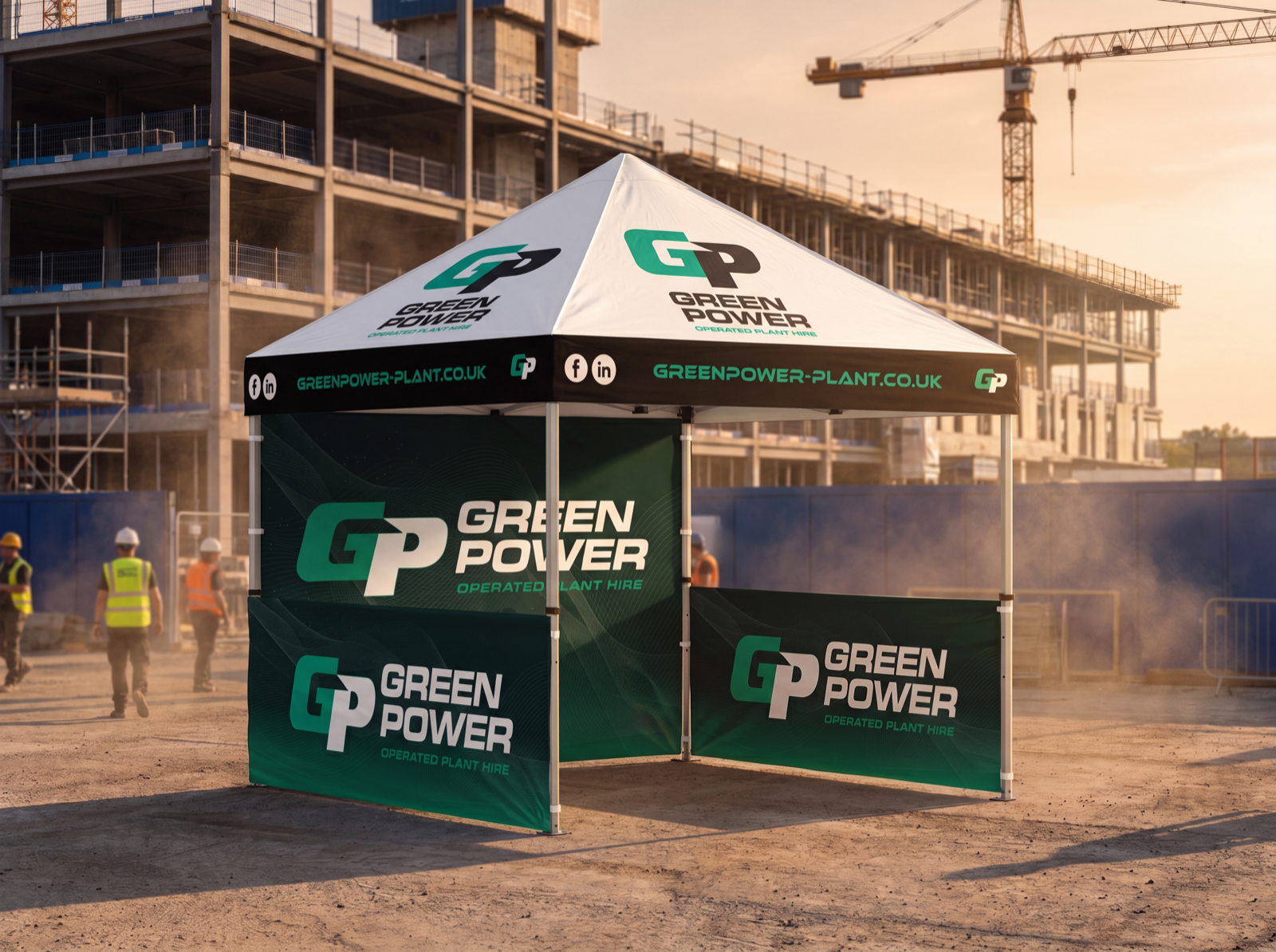 Green Power Plant Hire — construction & trade branding example