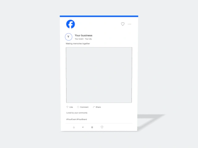Social media photo frame with example Whizprint branding
